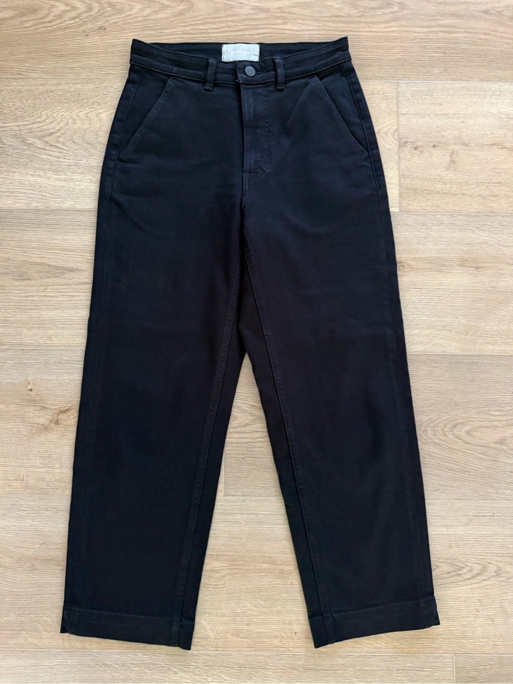 Everlane The Straight Leg Crop Pants Stretch Cotton Black Size 6